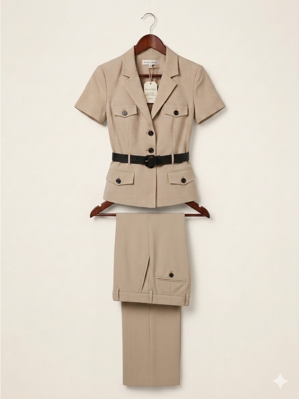 Danny & Nicole Tan Pinstripe Tailored Double-Breasted Jumpsuit 10